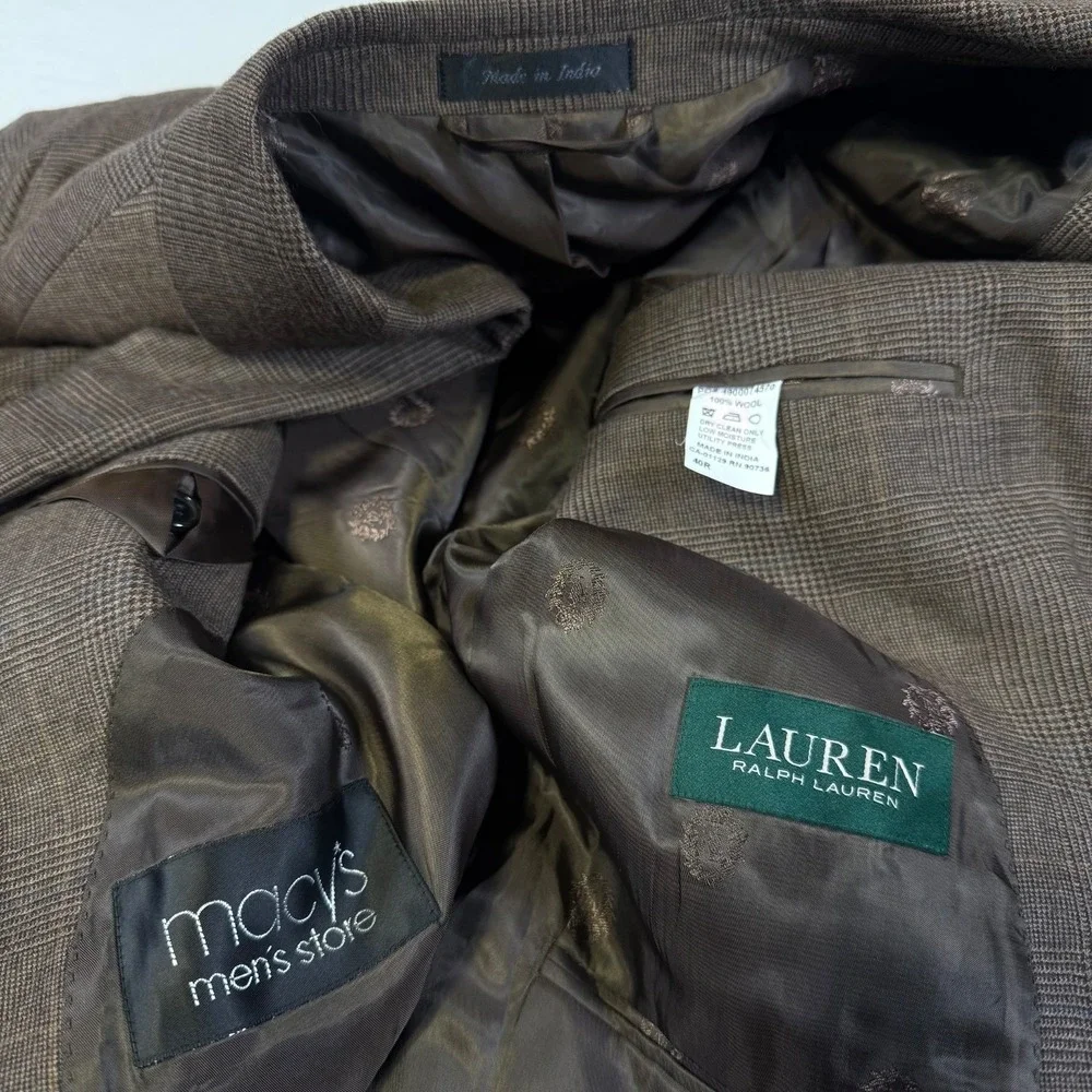 NWT Lauren Ralph Lauren Blazer Mens 40R Glen Plaid UltraFlex 100% Wool